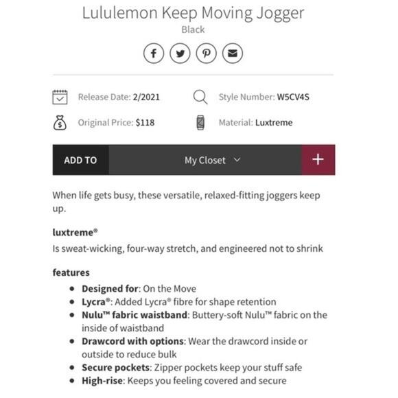 Lululemon keep moving jogger pants black 4 - Picture 4 of 10